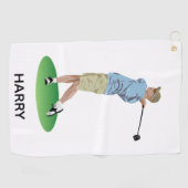 Serviette De Golf Personnalisez, golfeur (Horizontal)