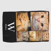 Serviette De Golf Pet Photo Collage Monogramme Nom Golf Serviette (Horizontal)