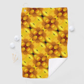 Serviette De Golf Pétales Fleurs Jaunes Et Motif Centre (En situation)