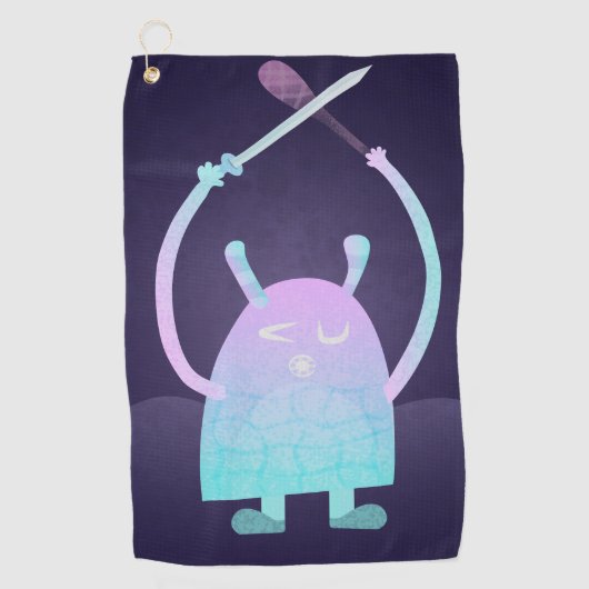 Serviette De Golf Petit Monstre Bleu Mignon (Devant)