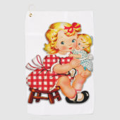 Serviette De Golf Petite fille retro vintage poupée (Devant)
