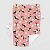 Serviette De Golf Petites abeilles mignonnes et fleurs marguerites m (En situation)