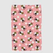 Serviette De Golf Petites abeilles mignonnes et fleurs marguerites m (Devant)