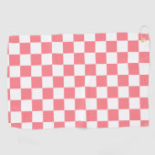 Serviette De Golf Petits chèques À damiers blanc rose (Horizontal)