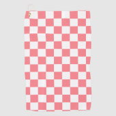 Serviette De Golf Petits chèques À damiers blanc rose (Devant)
