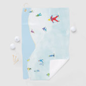 Serviette De Golf Petits Skieurs Sur Snowy Hill (En situation)