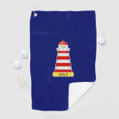 Serviette De Golf Phare et texte sur bleu marine (En situation)