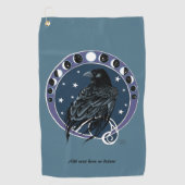 Serviette De Golf Phases de la lune corail Étoiles Bleu (Devant)