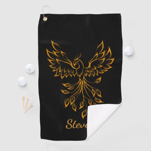 Serviette De Golf Phoenix de cuivre se lève sur noir (En situation)