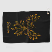 Serviette De Golf Phoenix de cuivre se lève sur noir (Horizontal)