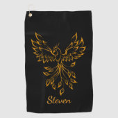Serviette De Golf Phoenix de cuivre se lève sur noir (Devant)