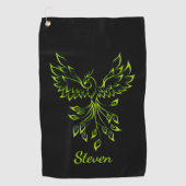 Serviette De Golf Phoenix vert se lève sur le noir (Devant)