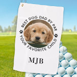 Serviette De Golf Photo Chien Personnalisé Meilleur Papa Par Animal<br><div class="desc">Meilleur papa Par Par ... Deux de vos choses préférées, le golf et votre chien ! Maintenant, vous pouvez emmener votre meilleur ami avec vous pendant que vous jouez 18 trous. Customisez ces serviettes de golf pour chiens avec votre photo préférée et le nom de votre chien. Grand cadeau à...</div>