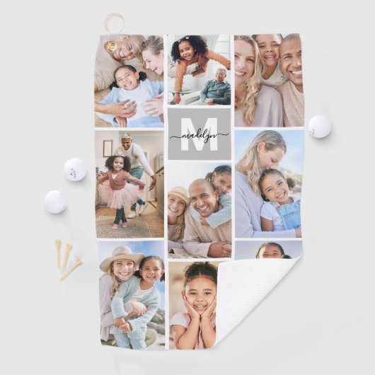 Serviette De Golf Photo Collage simple Monogramme (En situation)