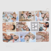 Serviette De Golf Photo Collage simple Monogramme (Horizontal)