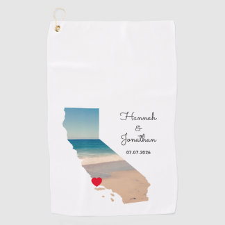Serviette De Golf Photo de mariage en forme de Californie