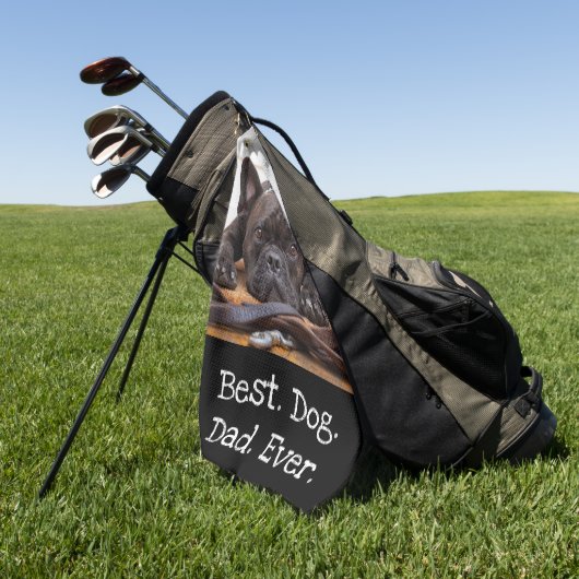 Serviette De Golf Photo Dog Personnalisé Meilleur Papa Chien Jamais (Vert)