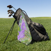 Serviette De Golf Photo Fleur sauvage Violet Geranium Avec Votre Nom (Vert)