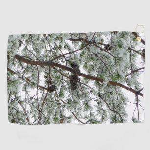 Serviette De Golf Photo hivernale sous le pin couvert de neige