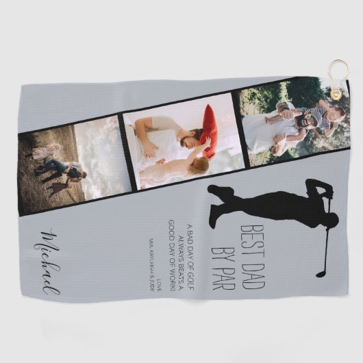 Serviette De Golf Photo Keepsaké personnalisé 'Best Dad By Par' (Horizontal)