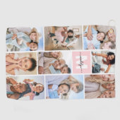 Serviette De Golf Photo Monogramme Rose (Horizontal)