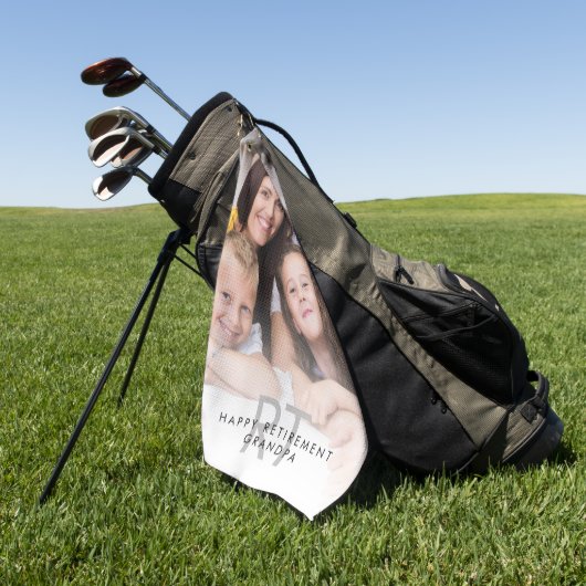 Serviette De Golf Photo Overlay Monogramme Bonne retraite Grand-père (Vert)
