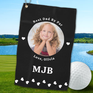 Serviette De Golf Photo personnalisée Meilleur Papa Par Par Noir Mod