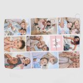 Serviette De Golf Photo Pink Monogram (Horizontal)