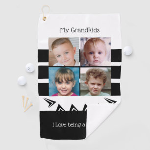Serviette De Golf Photos de petits-enfants en noir et blanc pour Pap