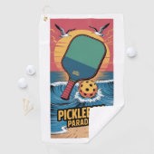 Serviette De Golf Pickleball Dinks & Boissons Vibe Plage Graphique (En situation)