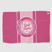 Serviette De Golf Pickleball Funky Custom Citation Nom initial rose (Horizontal)
