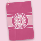 Serviette De Golf Pickleball Funky Custom Citation Nom initial rose