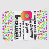 Serviette De Golf Pickleball Lover Dans ma tête je joue au Picklebal (Horizontal)