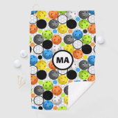 Serviette De Golf Pickleball Motif Orange Initials Sweat Towne (En situation)