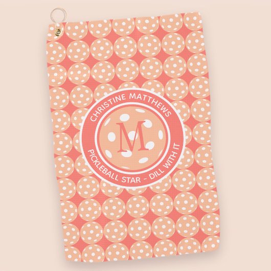 Serviette De Golf Pickleball Pro Sports Peach Drôle Citation et nom