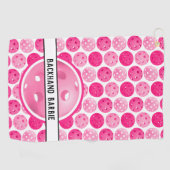 Serviette De Golf Pickleball rose et blanc Pickleballs Personnalisé (Horizontal)