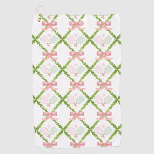 Serviette De Golf Pickleball rose Preppy (Devant)