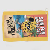 Serviette De Golf Pickleball Sun Fun Et Slices Drôle Vacances (Horizontal)
