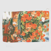 Serviette De Golf Pierre-Auguste Renoir Géraniums et chats (Horizontal)