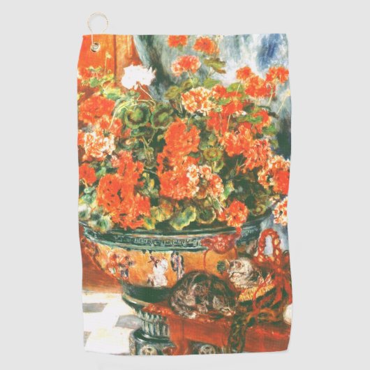 Serviette De Golf Pierre-Auguste Renoir Géraniums et chats (Devant)