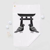 Serviette De Golf Pigeons face aux Torii (En situation)