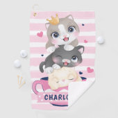 Serviette De Golf Pile Cartoon Chats Roses Distresses (En situation)