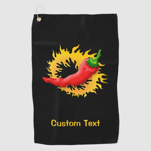 Serviette De Golf Piment avec Flamme (Devant)