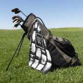 Serviette De Golf Pinceau noir et blanc Abstrait (Vert)