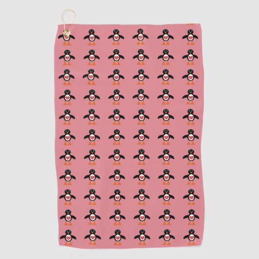 Serviette De Golf Pingouin Coeur mignon (Devant)