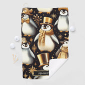 Serviette De Golf Pingouin noir et doré (En situation)