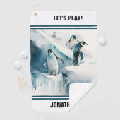 Serviette De Golf Pingouins aquarelle joueuse (En situation)