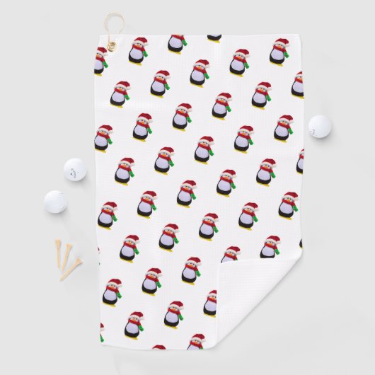 Serviette De Golf Pingouins de Noël (En situation)