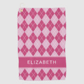 Serviette De Golf Pink Argyle Plaid Custom Name Monogram  (Devant)