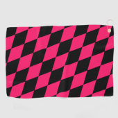 Serviette De Golf Pink Black Harlequin Diamonds Checkers Design  (Horizontal)